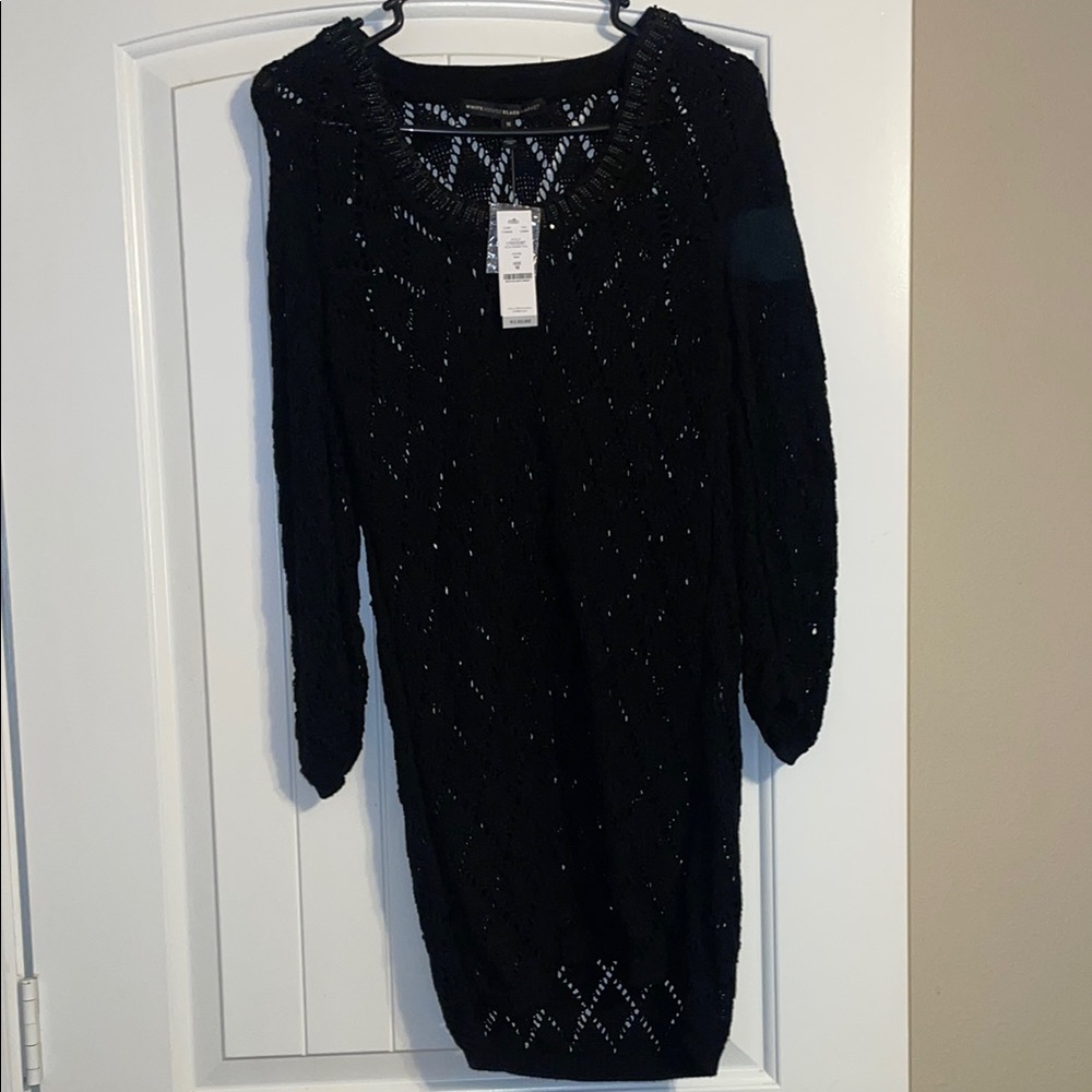 White House Black Market Black Long Sleeve Sweater Dress